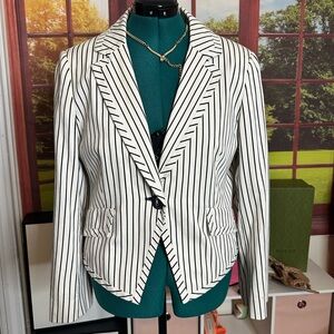 Marks & Spencer Black and White Striped Blazer Sz 16